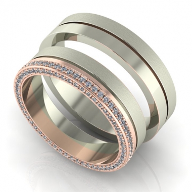 Girly Oldalt köves karikagyűrű pár wedding ring
